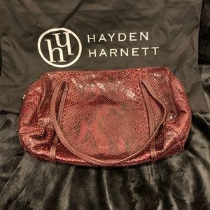 Authentic Lambertson Truex Burgundy Python Handbag